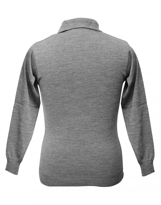 Men pure wool sweater plain collar grey